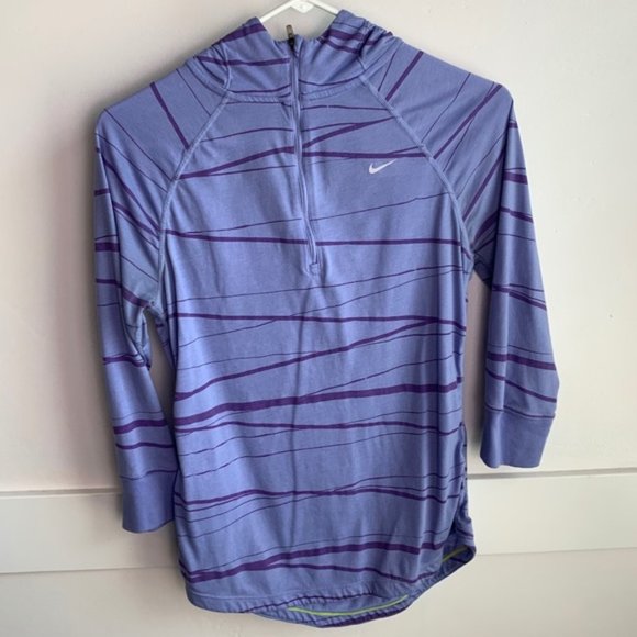 Nike Purple Striped Hooded Half Sleeve Tee - Picture 2 of 8